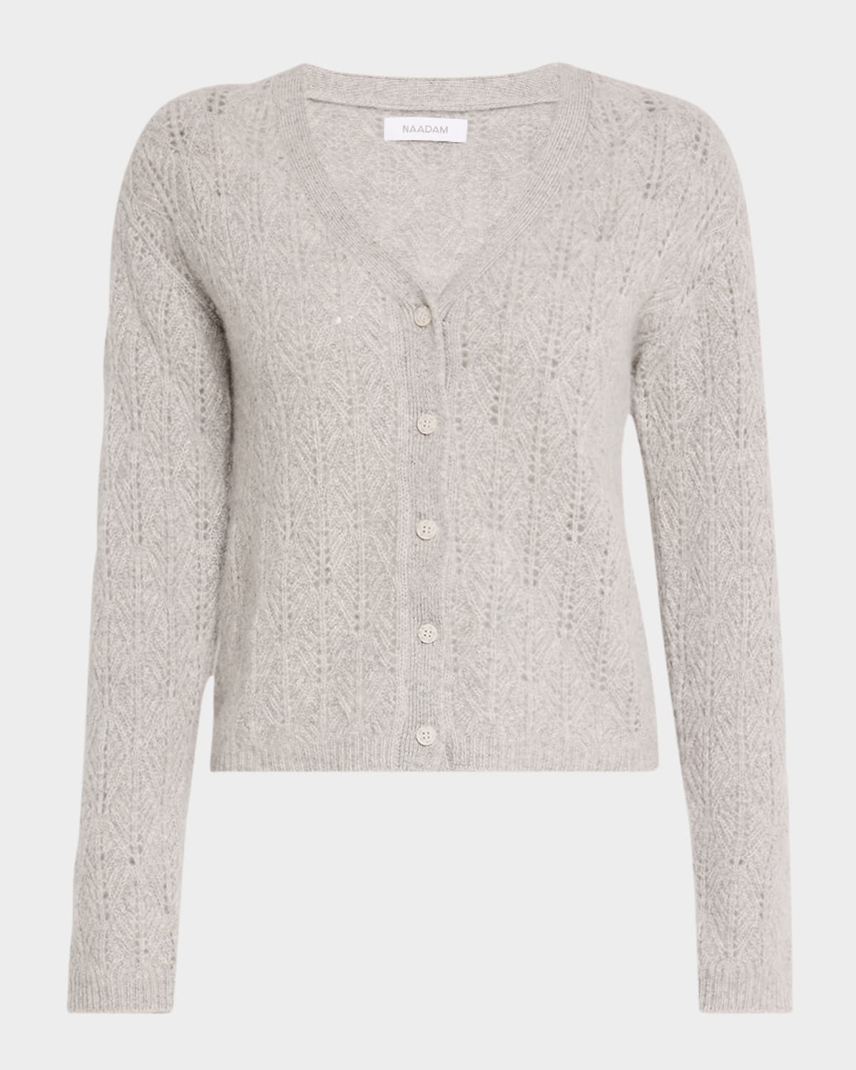 Naadam Cashmere Pointelle-knit Cardigan In Cement