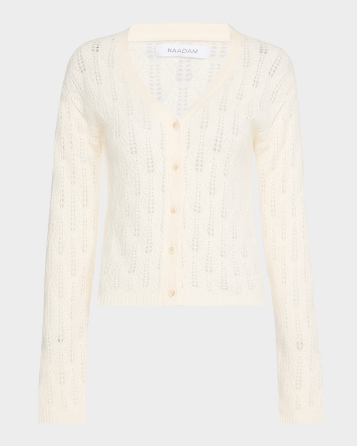 Naadam Cashmere Pointelle-knit Cardigan In White