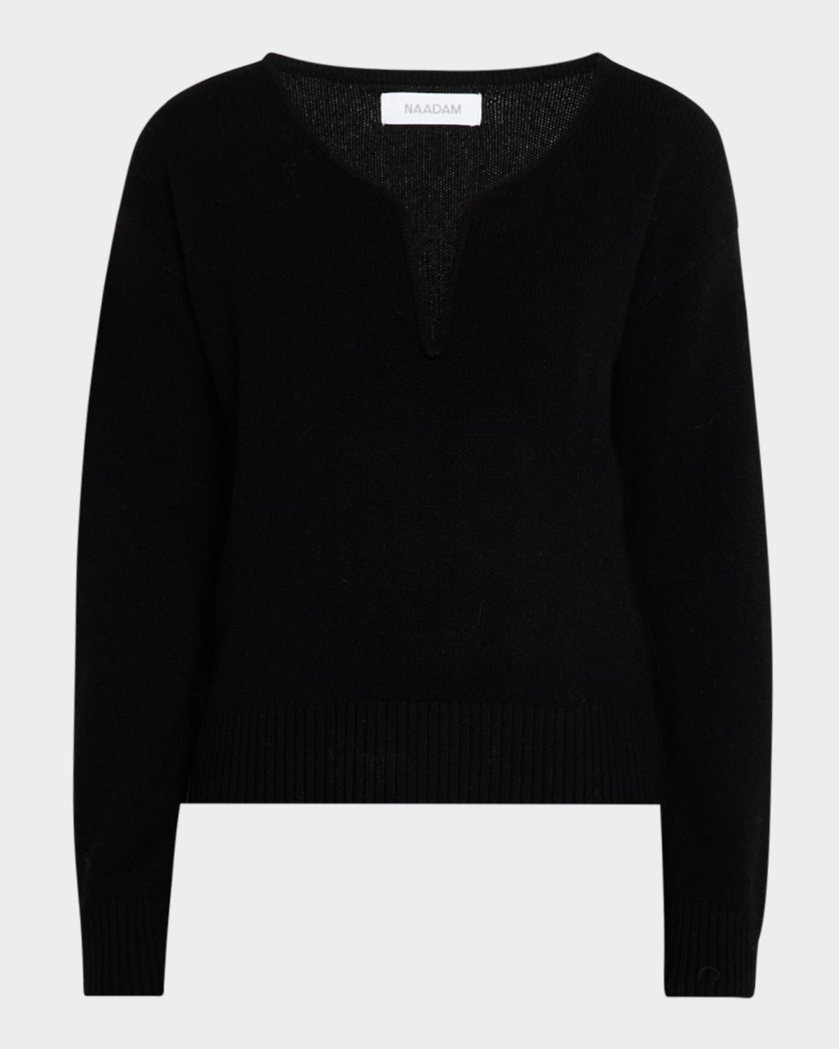 Naadam Ribbed V-neck Cashmere Sweater In Black