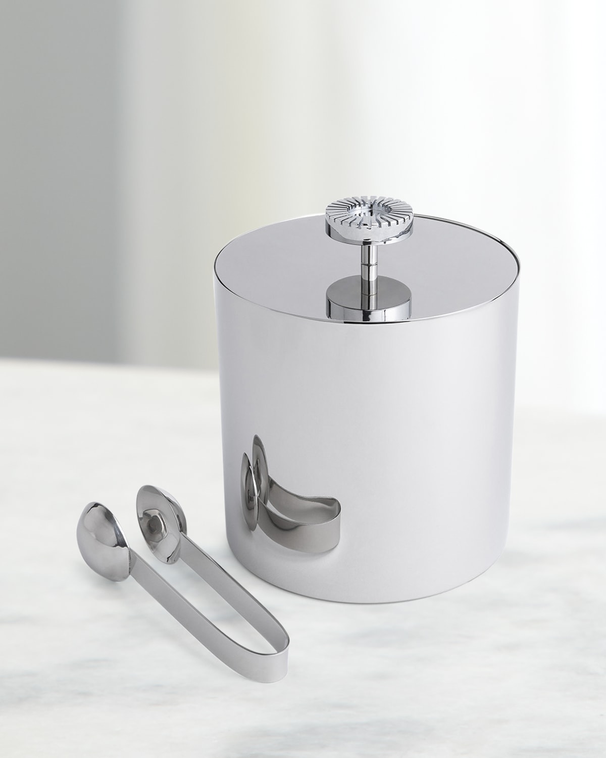 Anna New York Striations Ice Bucket & Tongs Set In Silver