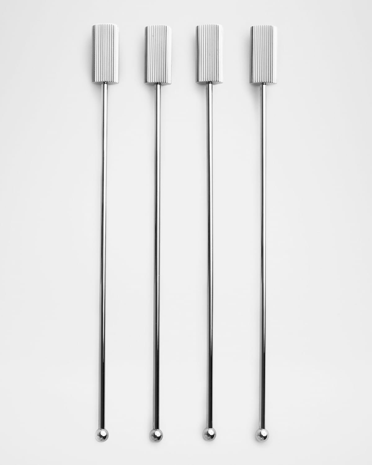 Anna New York Striations Drink Stirrers, Set Of 4 In Silver