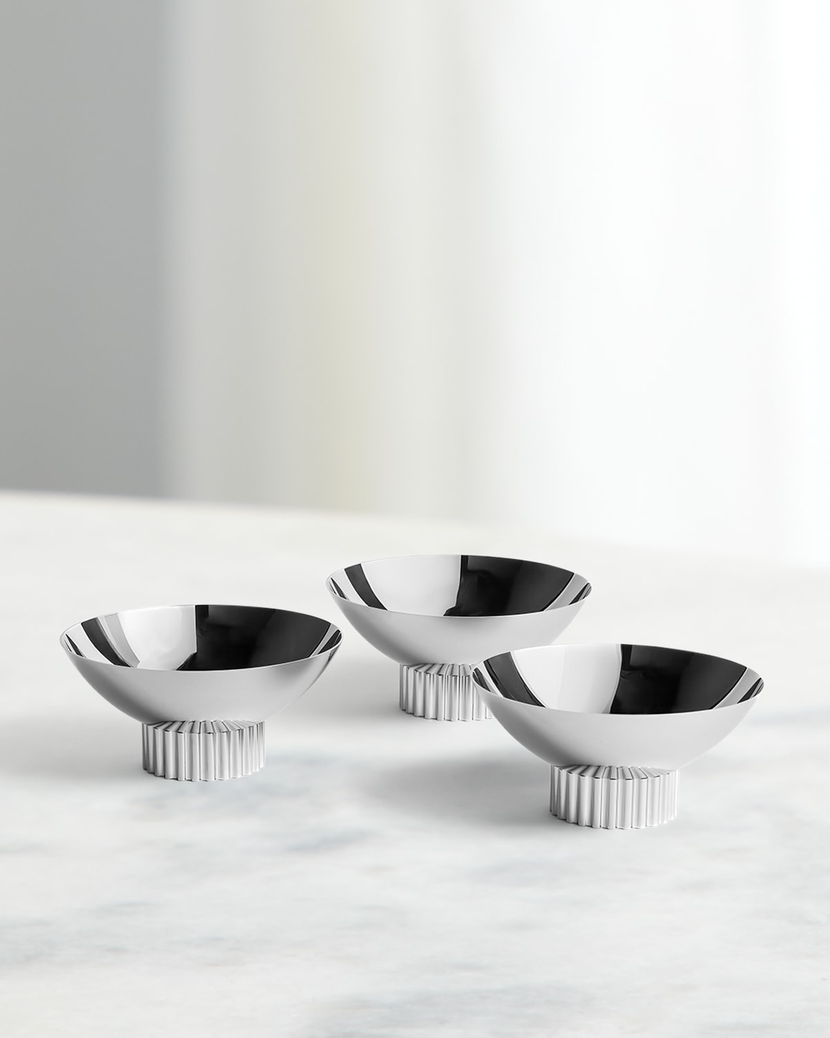 Anna New York Striations Bowls, Set Of 3 In Silver