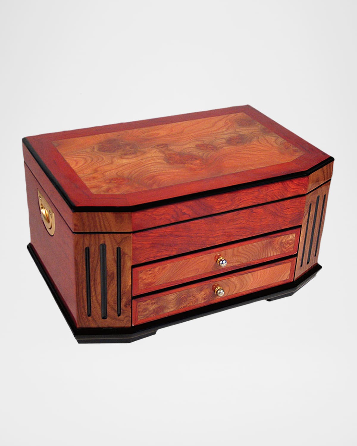 Tizo Polished Two-tone Wood Jewelry Box With Handles In Black