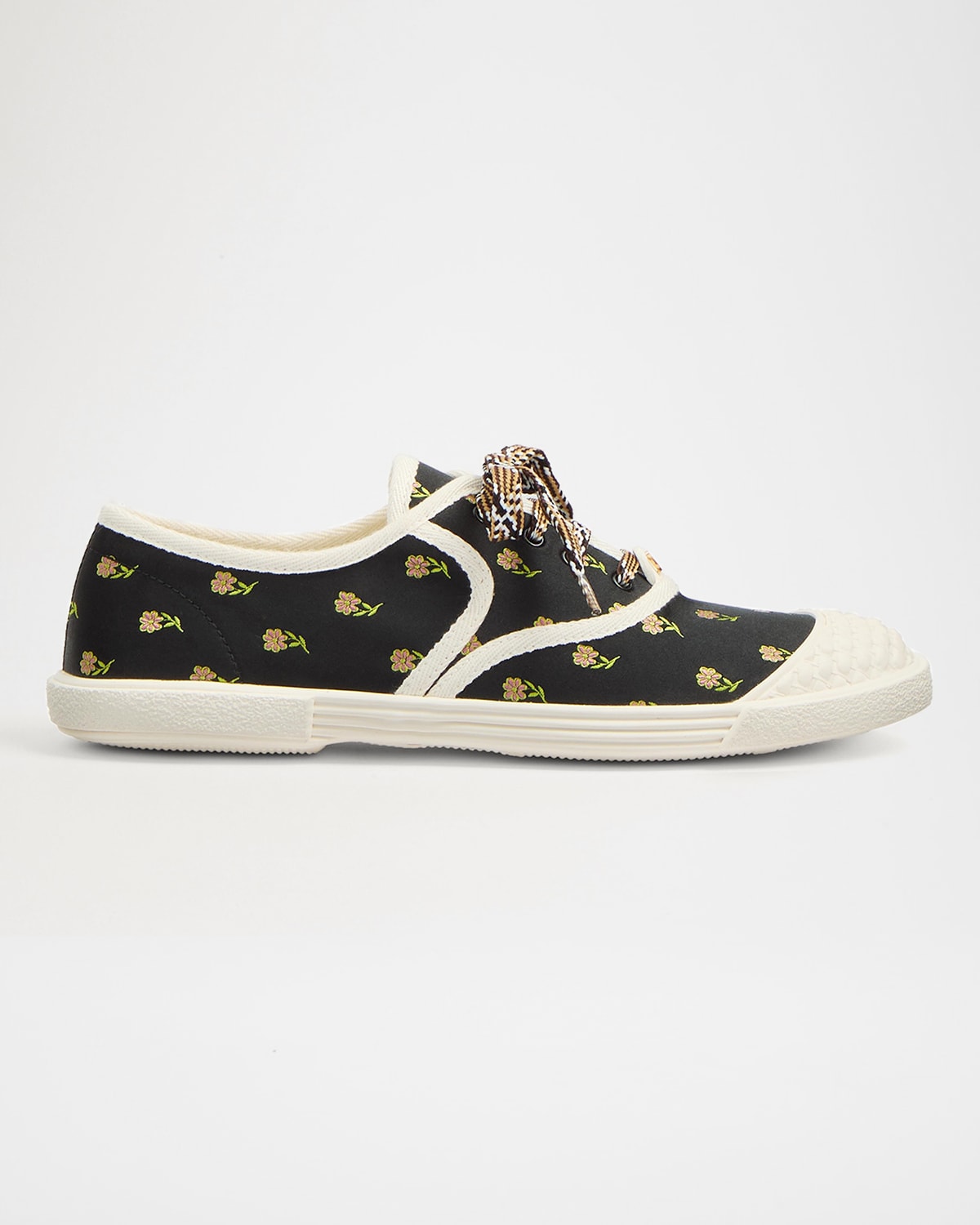 Shop Valentino Bay By Bay Floral Low-top Sneakers In Nero-rosa-verde/ivory/ivory