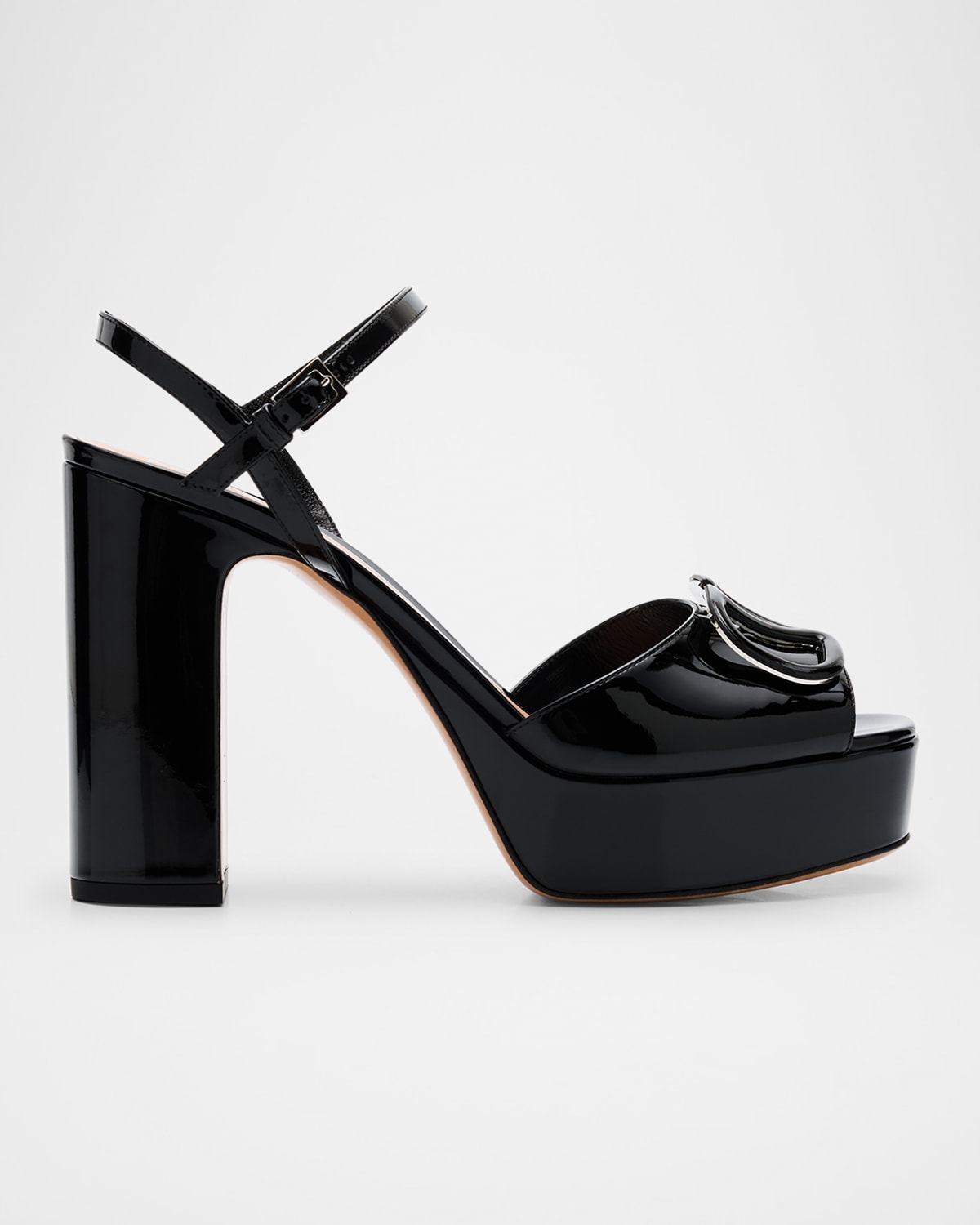Valentino Vlogo Signature 115 Patent Leather Platform Pumps In Nero