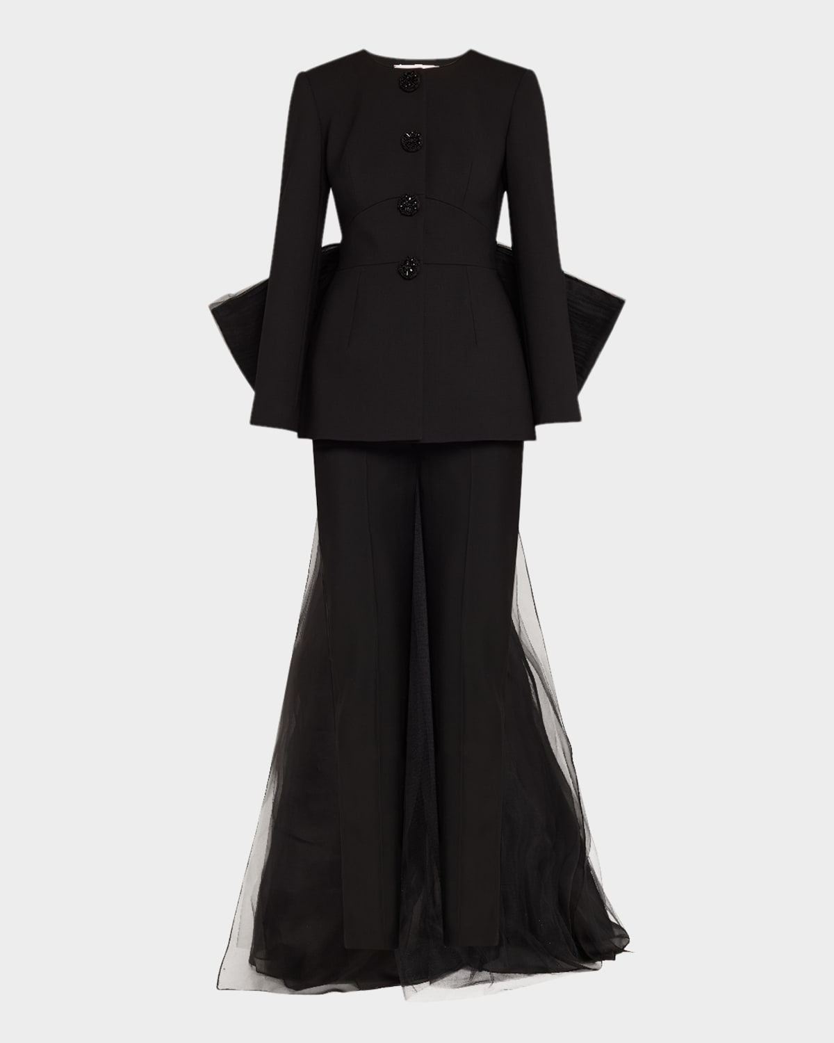 Carolina Herrera Tulle Bow-embellished Jacket In Black
