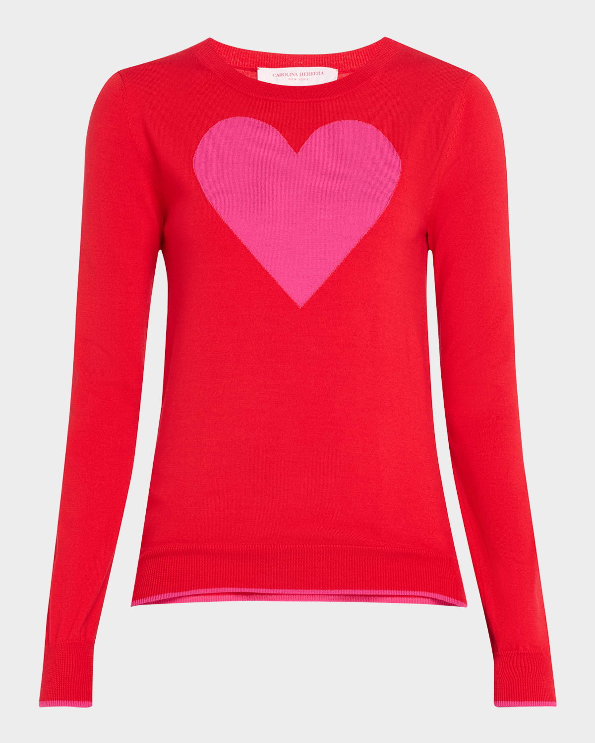 Carolina Herrera Intarsia-heart Knit Wool Sweater In Herrera Red Multi