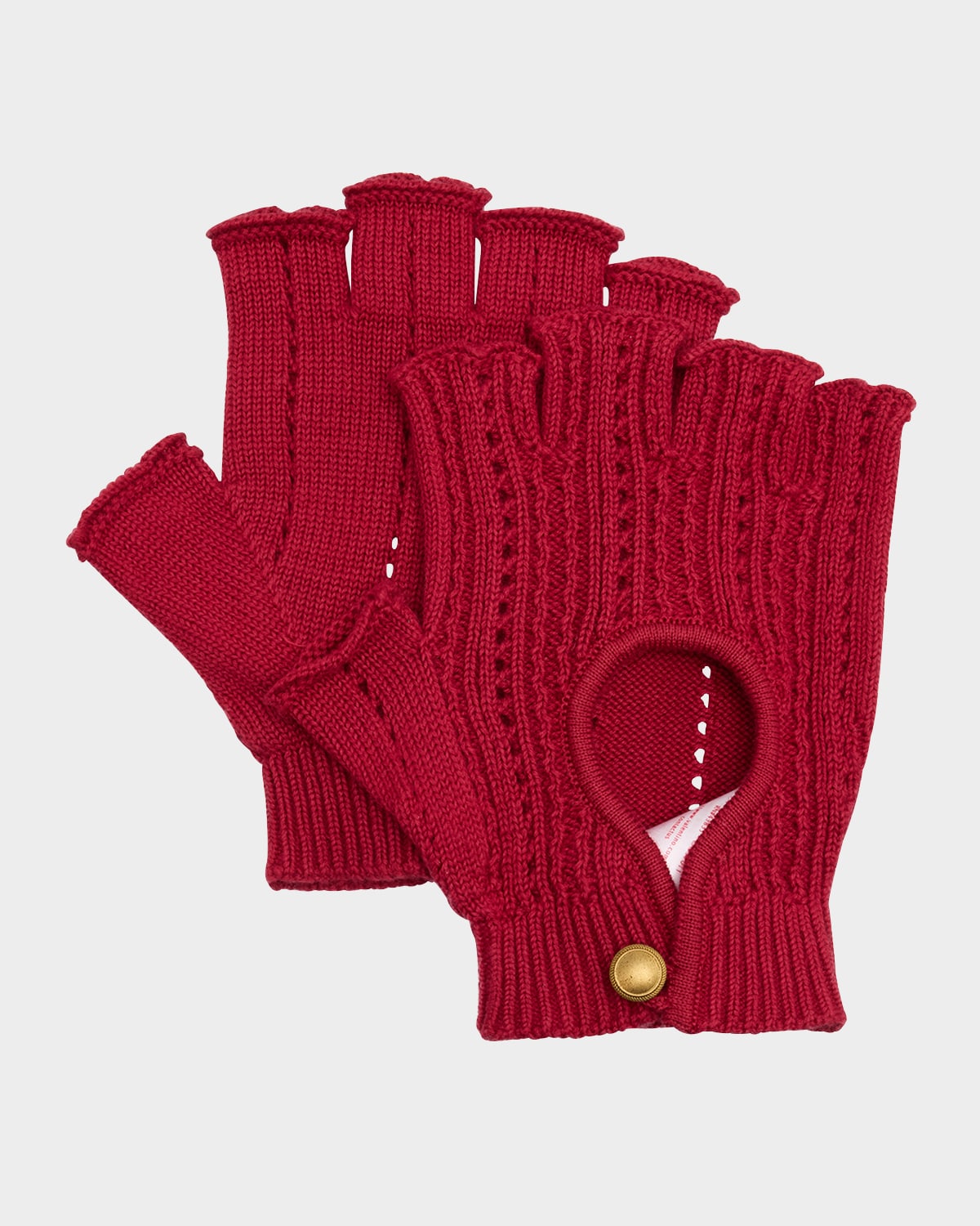 Valentino Ribbed-knit Cotton Fingerless Gloves In Red