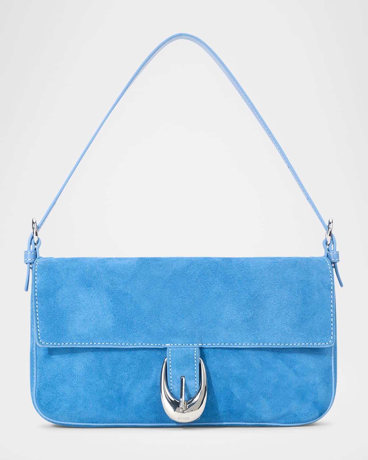 STAUD HARLOW BUCKLE SUEDE SHOULDER BAG 