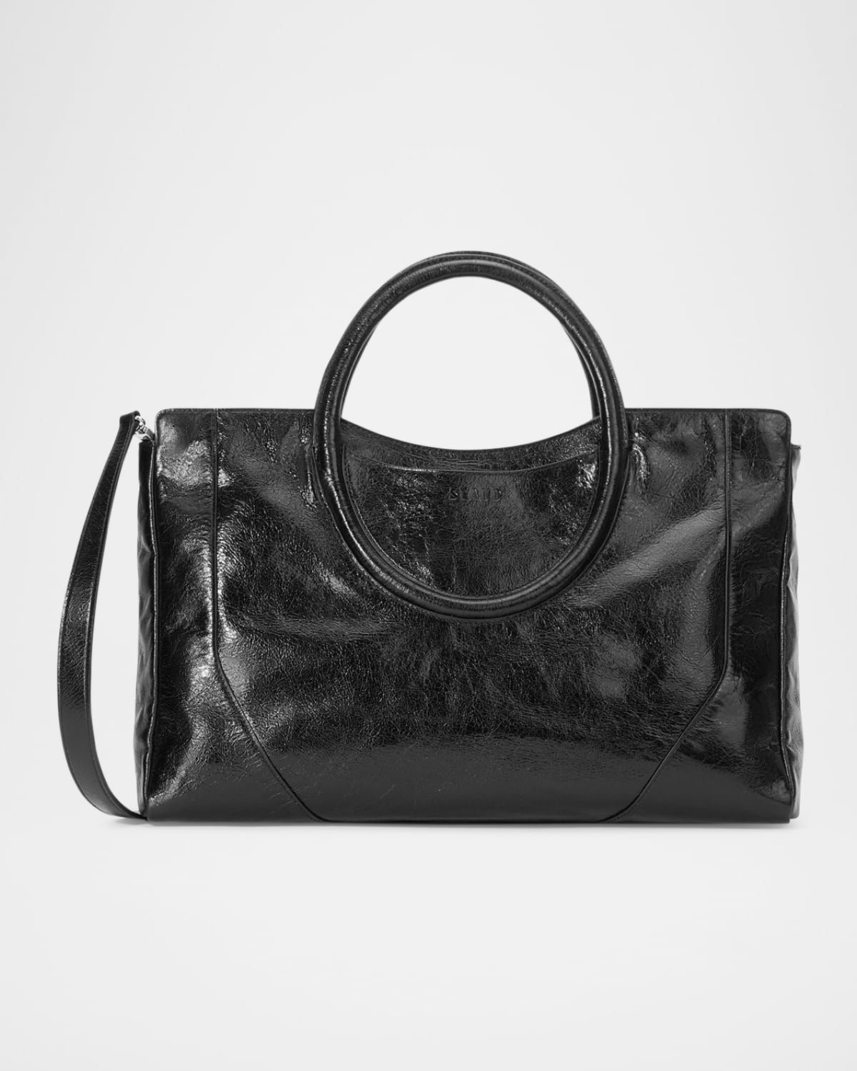 Staud Maude Zip Leather Satchel Bag In Black