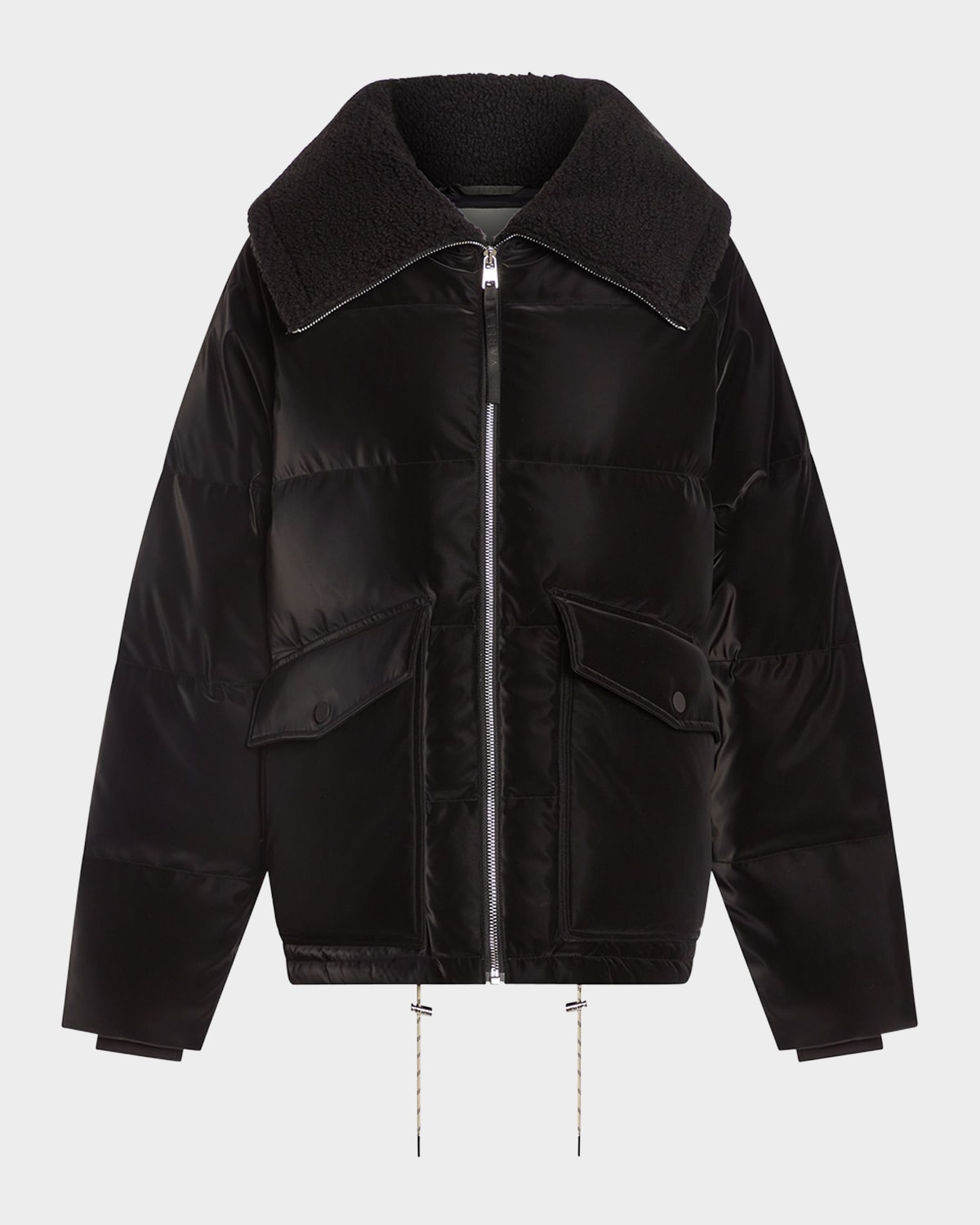 Varley Roseville Faux Suede 700 Fill Power Down Puffer Jacket In Black