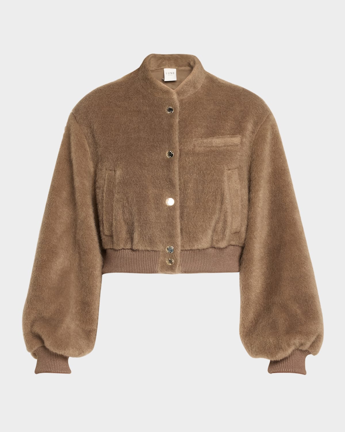 Lune Active Reina Vegan Mohair Bomber Jacket In Truffle