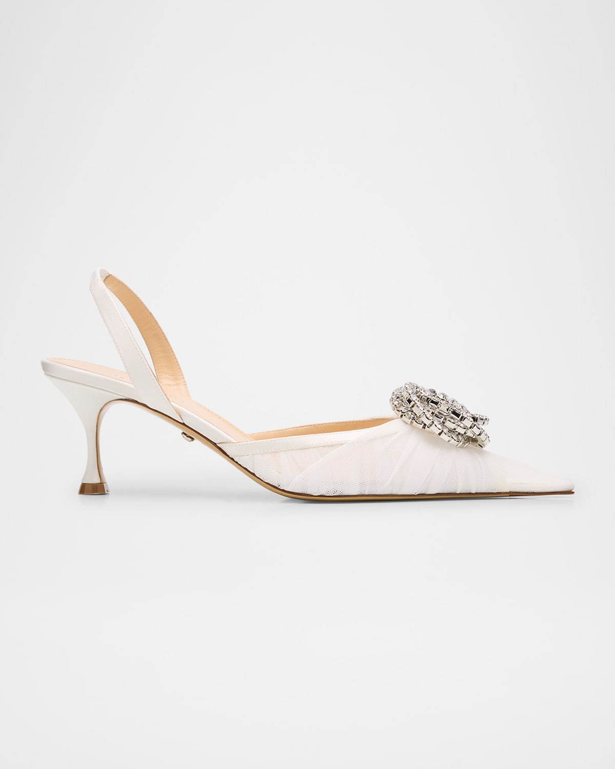 Mach&mach Galaxy Mesh Crystal Slingback Pumps In White
