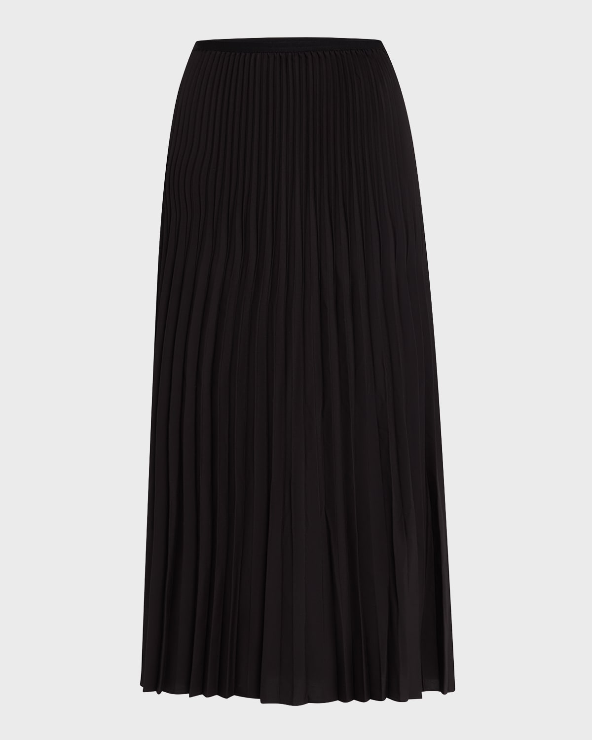 Eileen Fisher Pleated Wool-silk Midi Skirt In Black