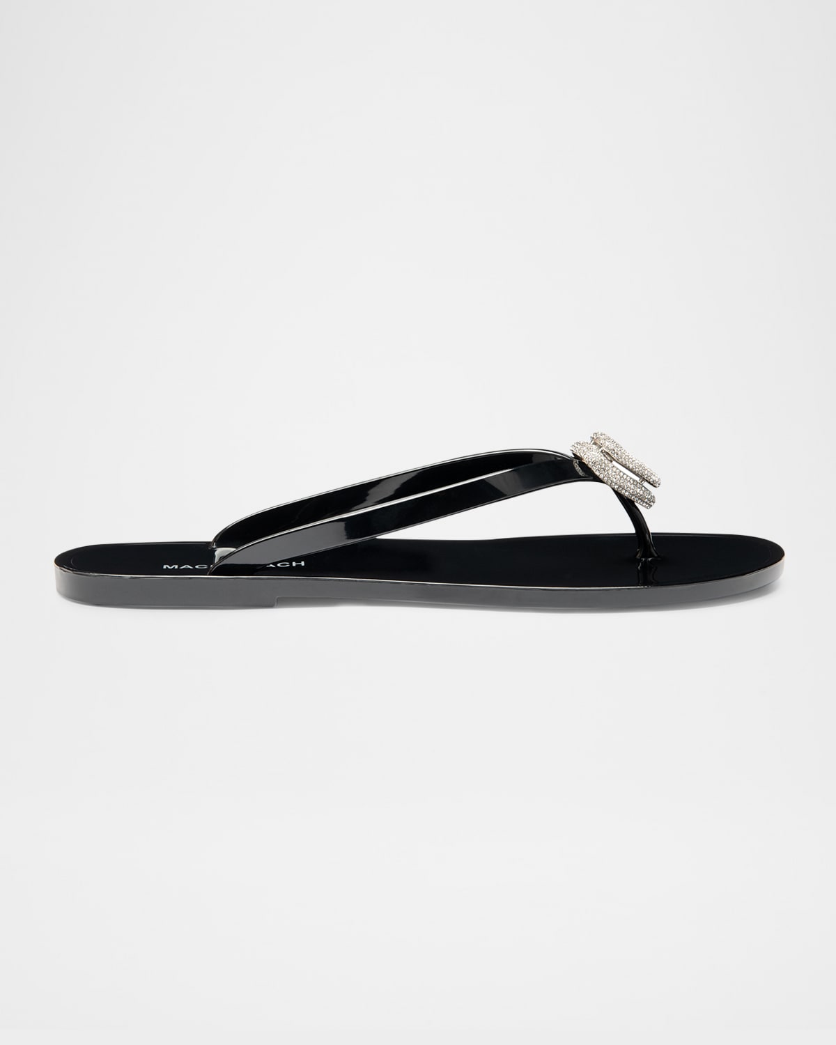 Mach&mach Mach & Mach Black Rubber Double Heart Thong Flip Flops In Black