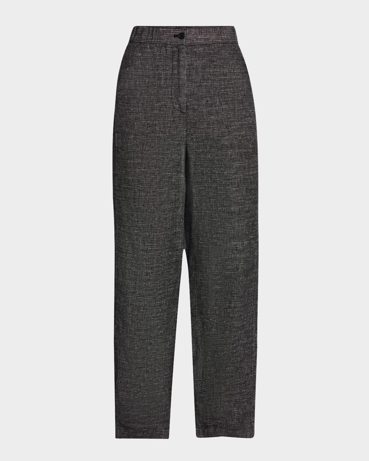 Shop Eileen Fisher Cropped Hemp-organic Cotton Lantern Pants In Black