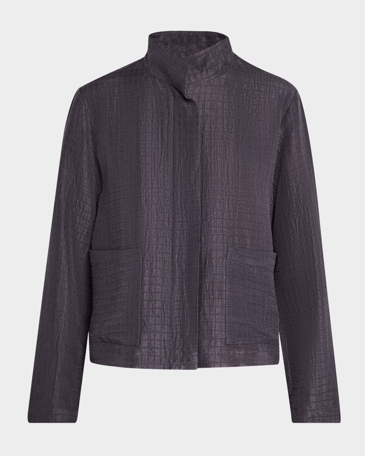 Stand-Collar Textured Jacket