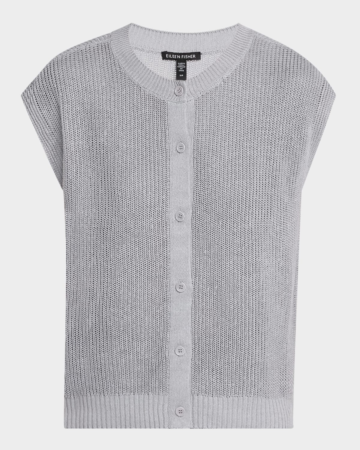 Crewneck Organic Linen-Cotton Sweater Vest