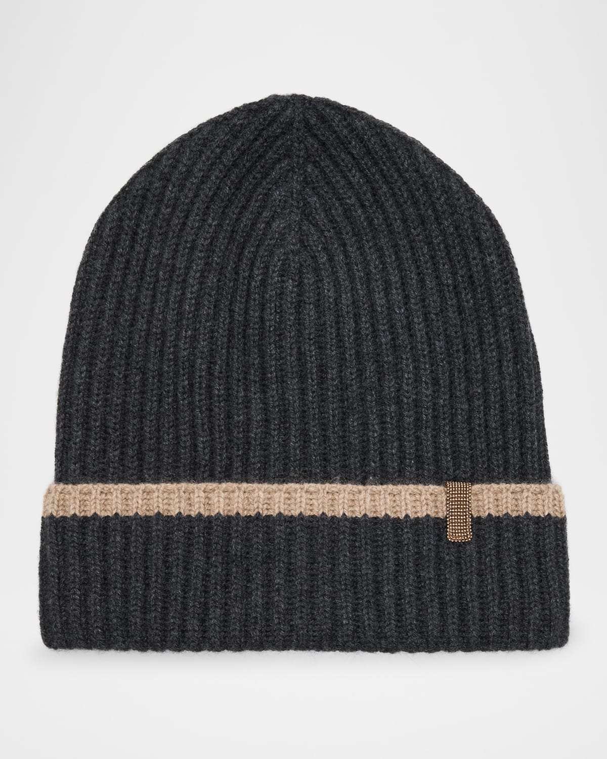 Brunello Cucinelli Ribbed Cashmere Beanie In Gray