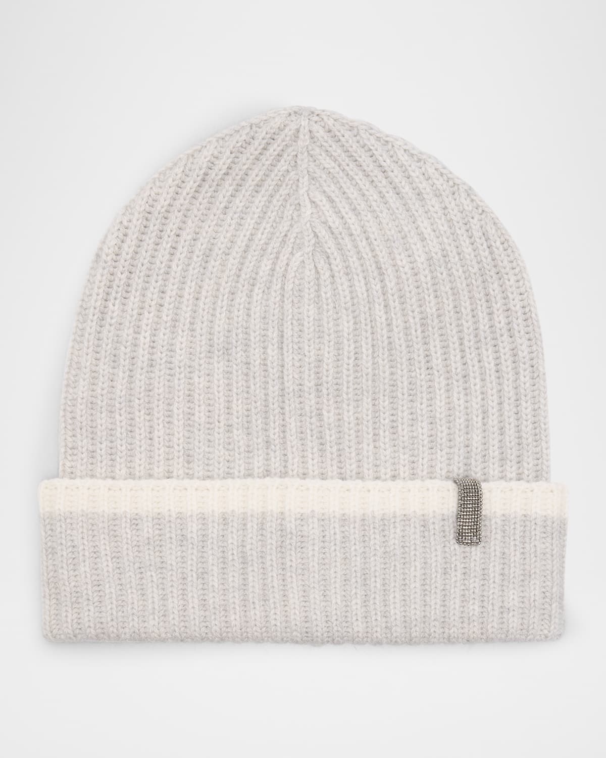 Brunello Cucinelli Ribbed Cashmere Beanie In Ci807 Light Grey