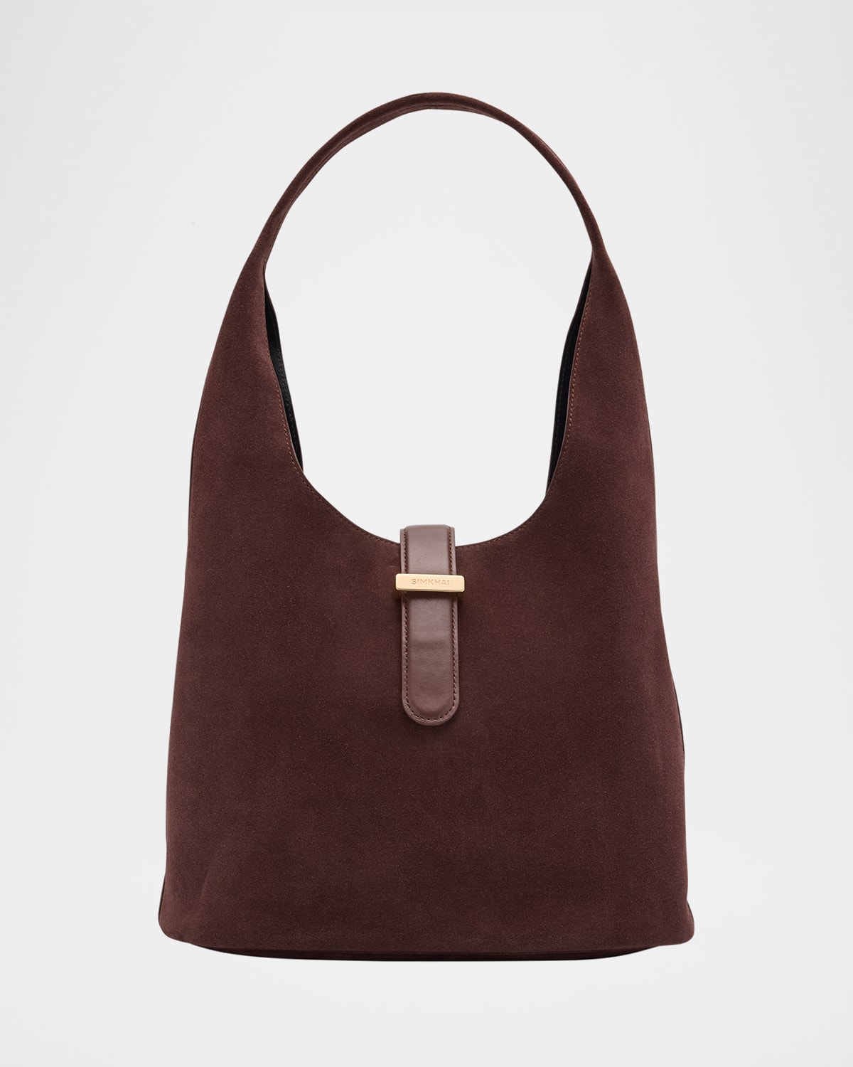 Simkhai Khai Buckle Suede Hobo Bag In Cacao