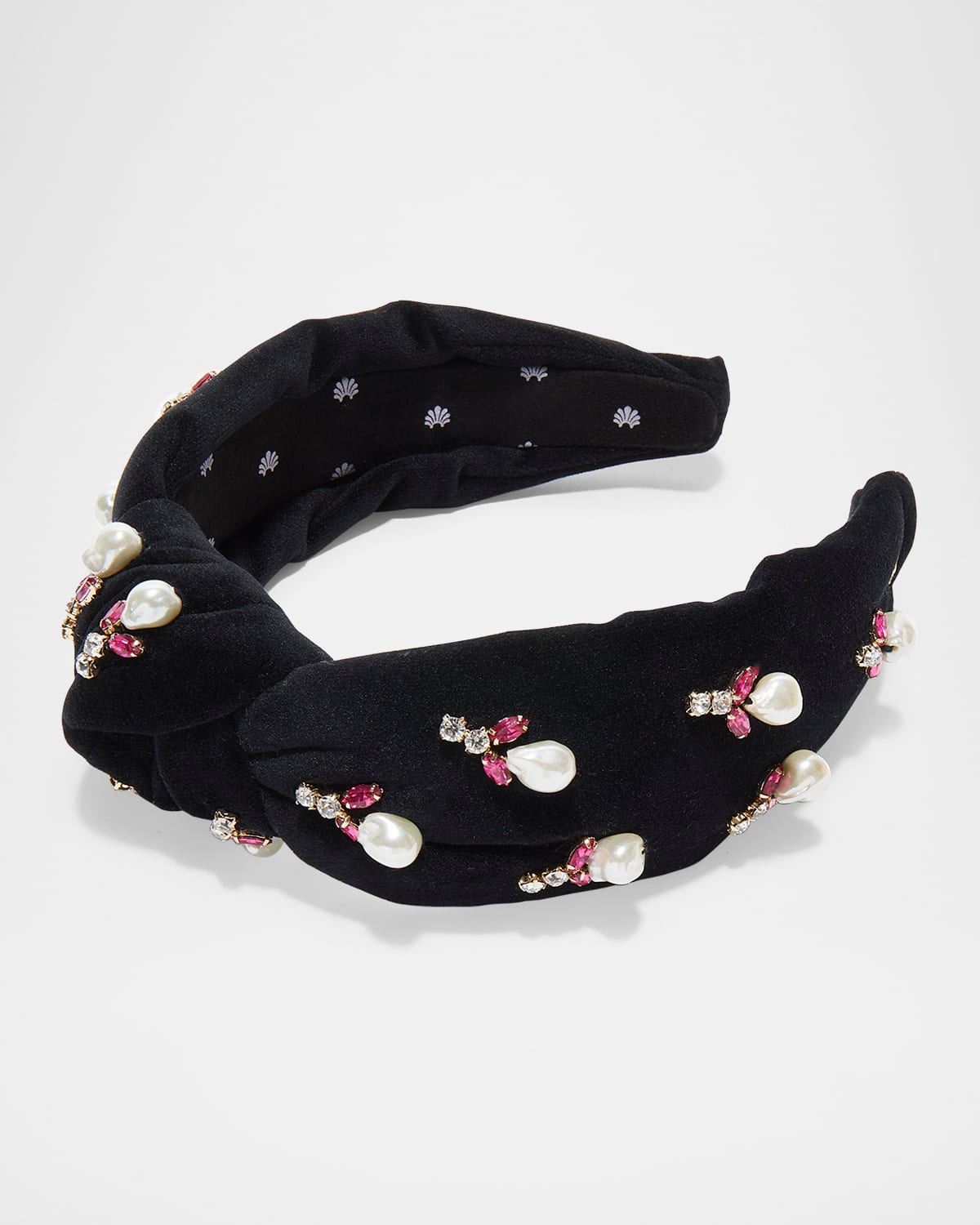 Lele Sadoughi Acorn Pearly Knotted Headband In Jet