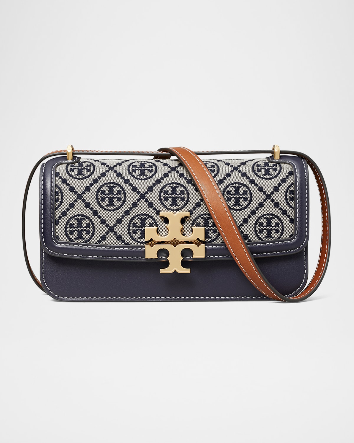 Tory Burch Eleanor Small T Monogram Converible Shoulder Bag In Tory Navy