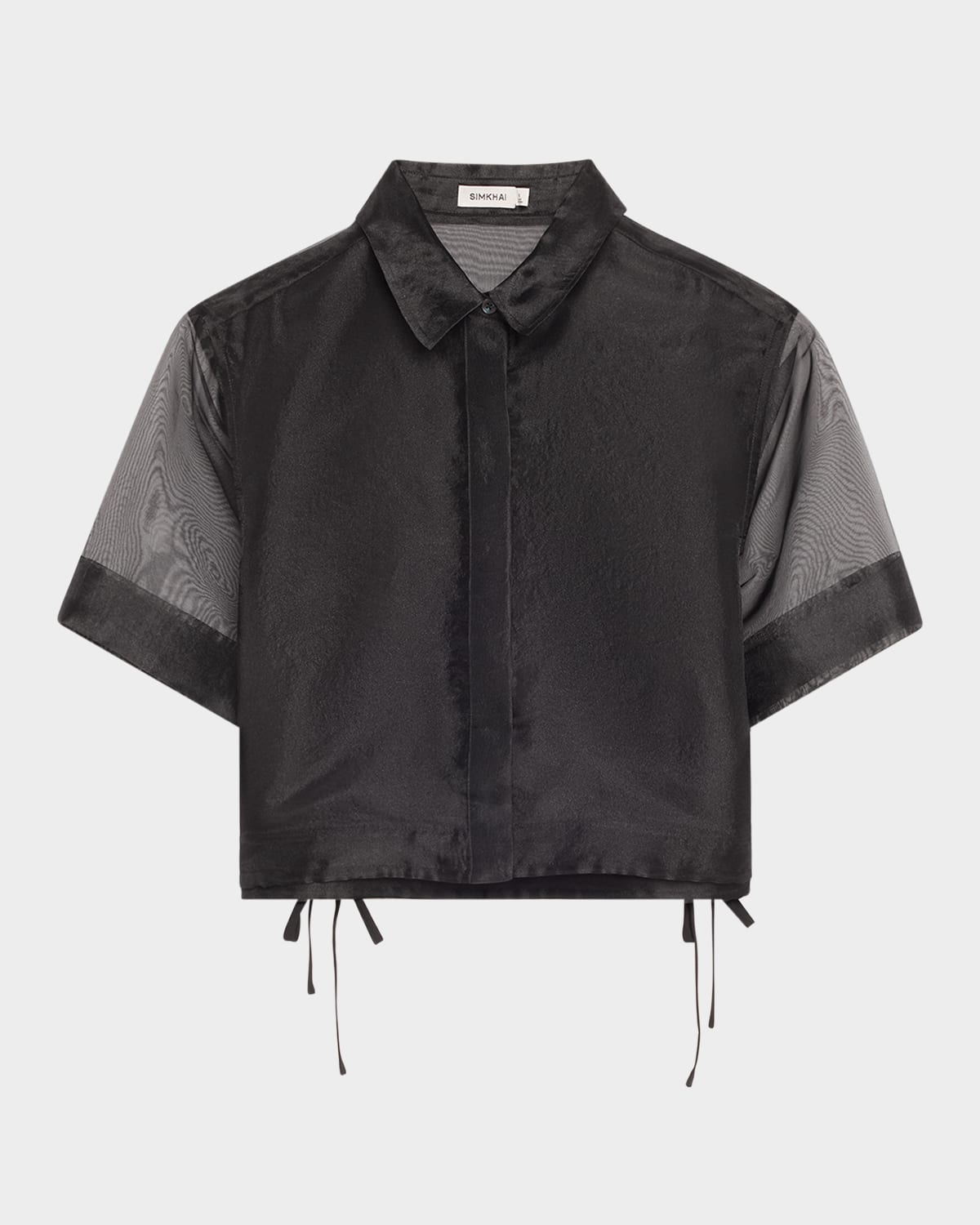 Simkhai Ryett Short-sleeve Cropped Shirt In Black