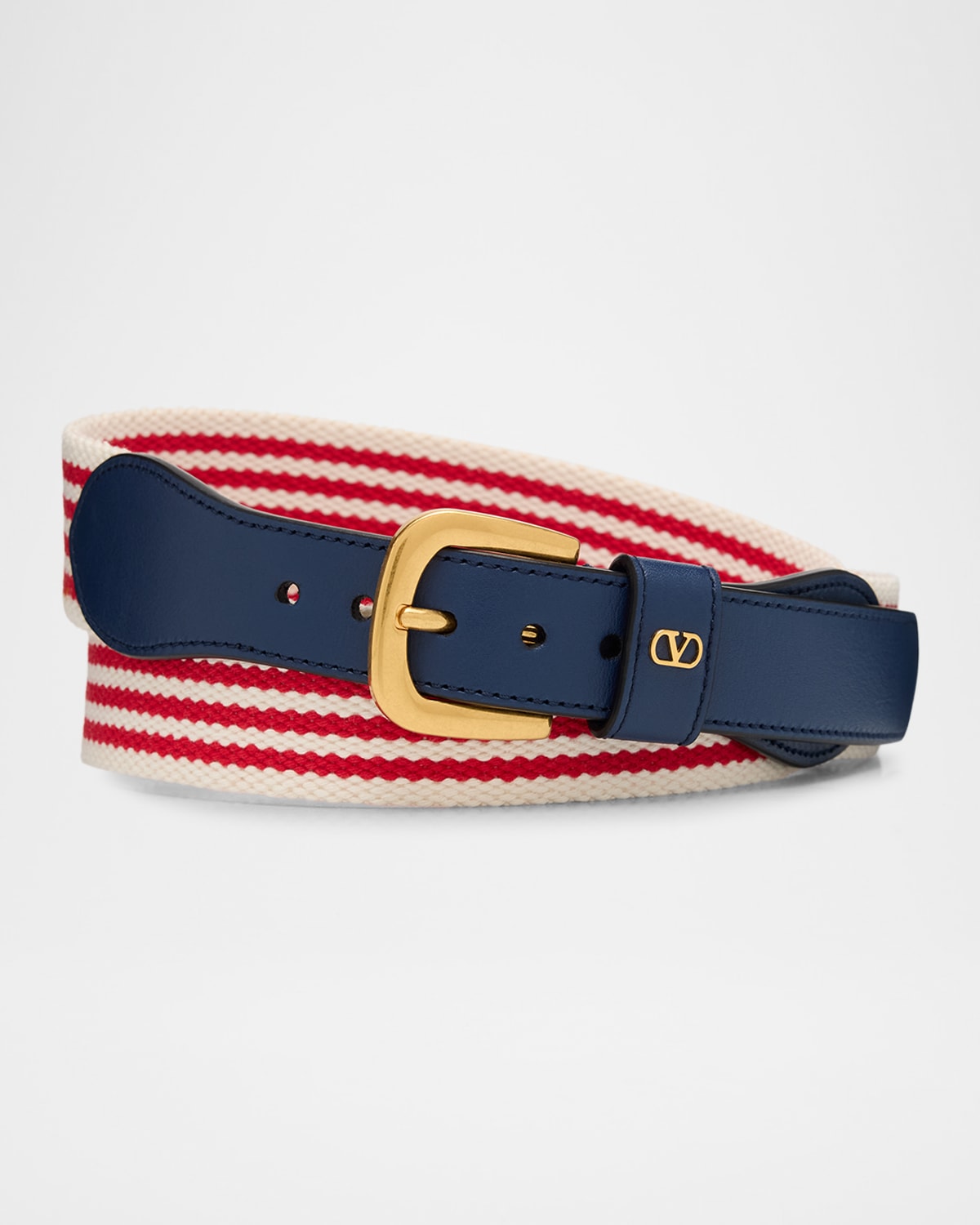 Men's Jacquard and Calfskin VLogo Belt