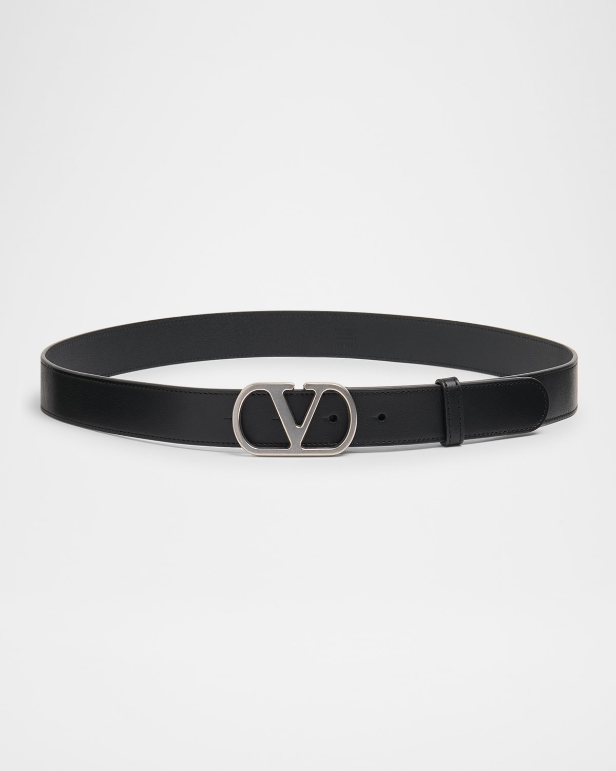 Men's VLogo-Buckle Leather Belt