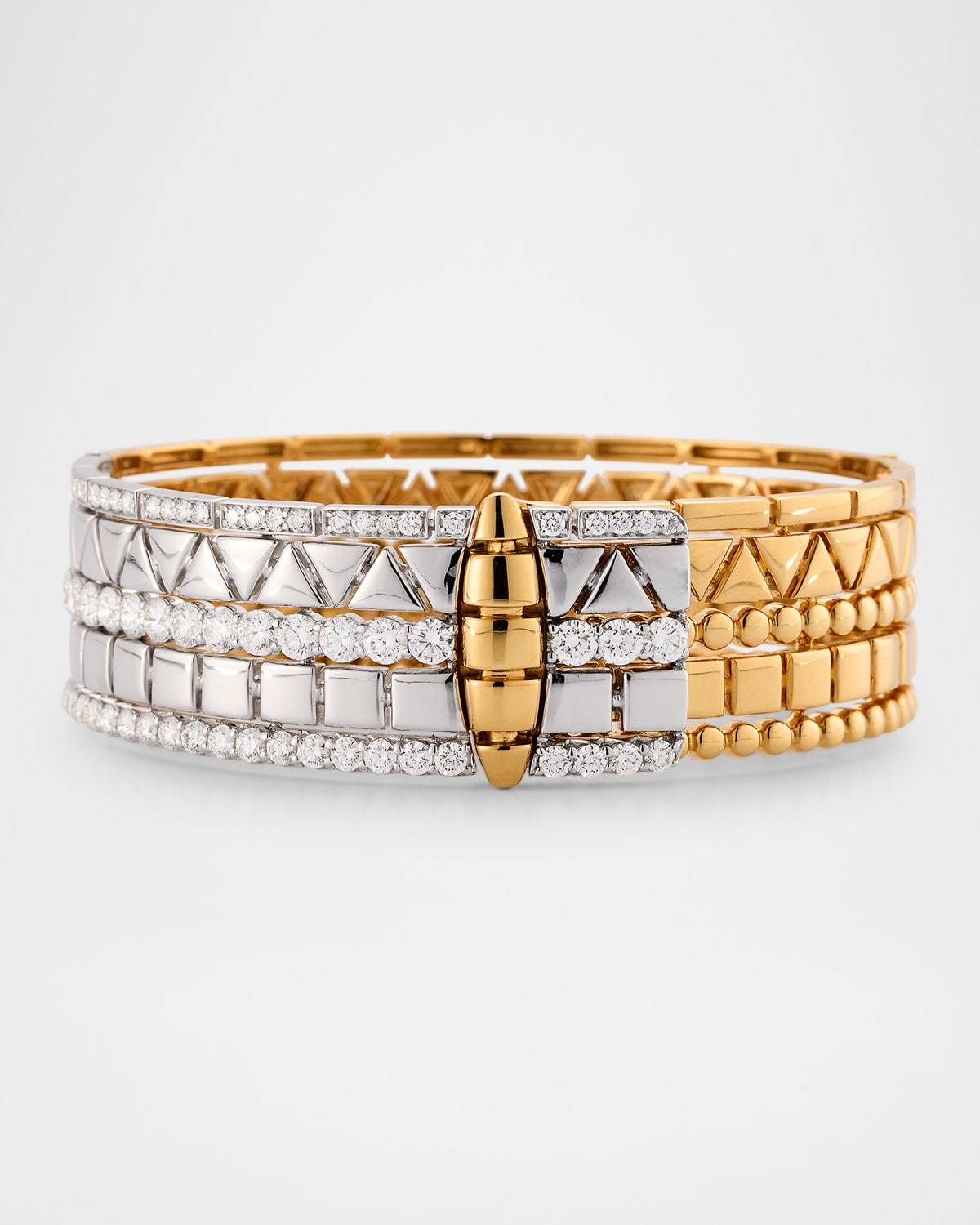18K Yellow and White Gold Bangle Bracelet with Diamonds