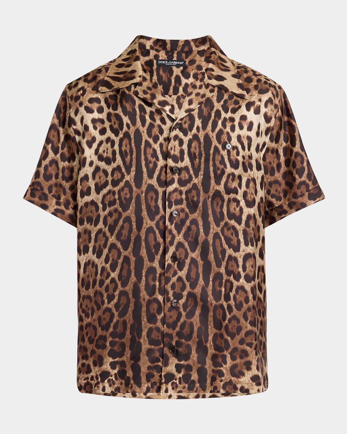 Dolce & Gabbana Leopard-print Silk Bowling Shirt In Medium