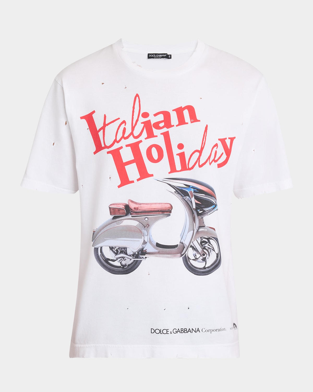 Dolce & Gabbana Cotton T-shirt With Vespa Print In Natural