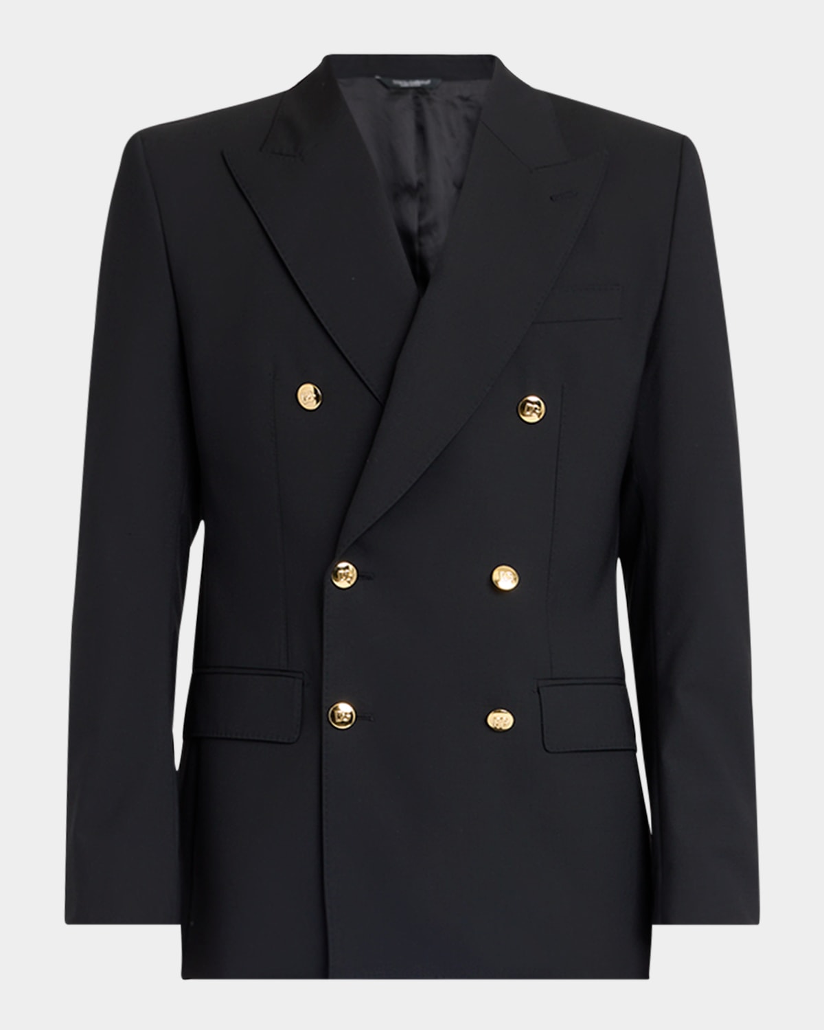 Dolce & Gabbana Double Breasted Peak Lapel Wool Suit In Black