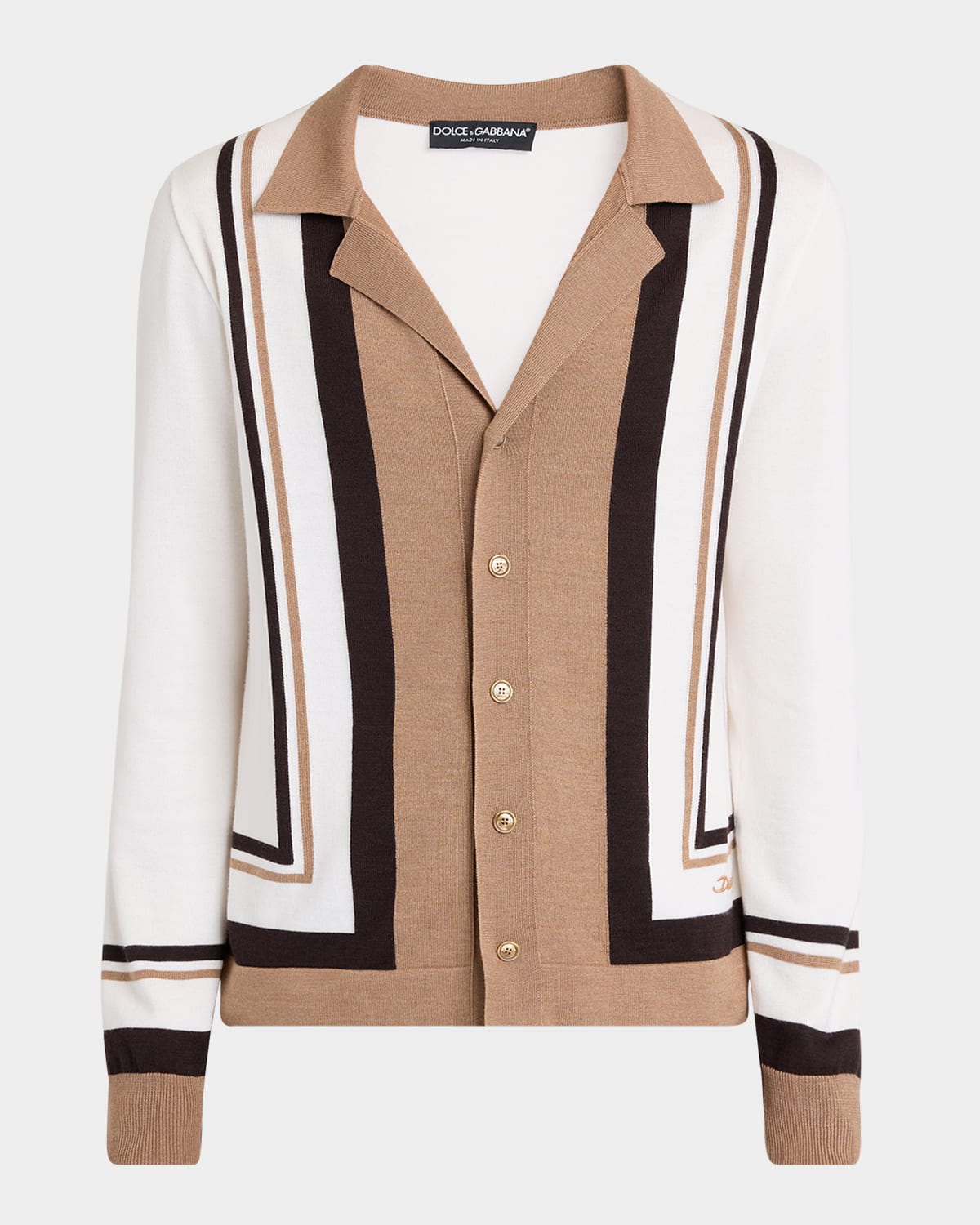 Dolce & Gabbana Logo Embroidery Cardigan Sweaters And Cardigans In Natural