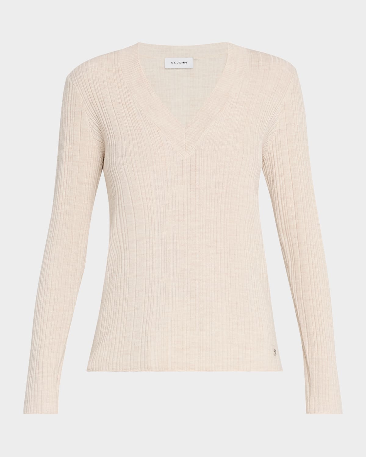 Plaited Rib Knit V-Neck Sweater