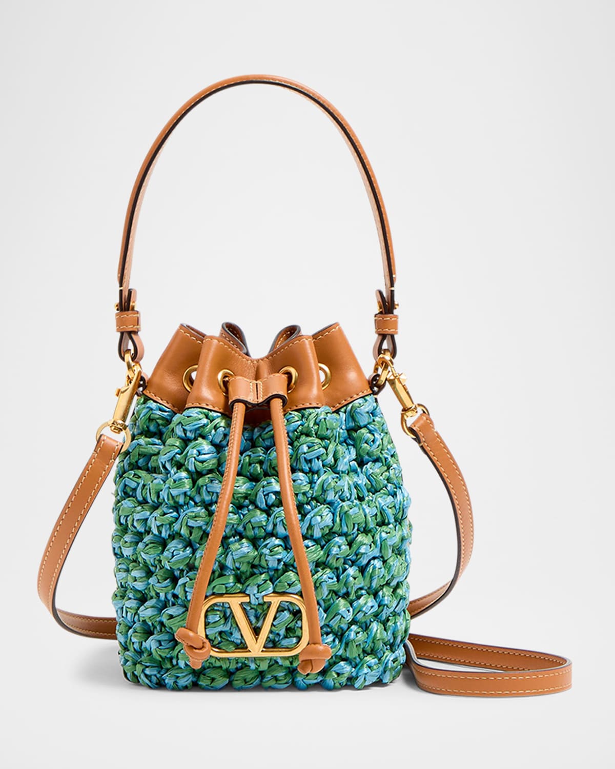 VLOGO Signature Mini Drawstring Crochet Bucket Bag