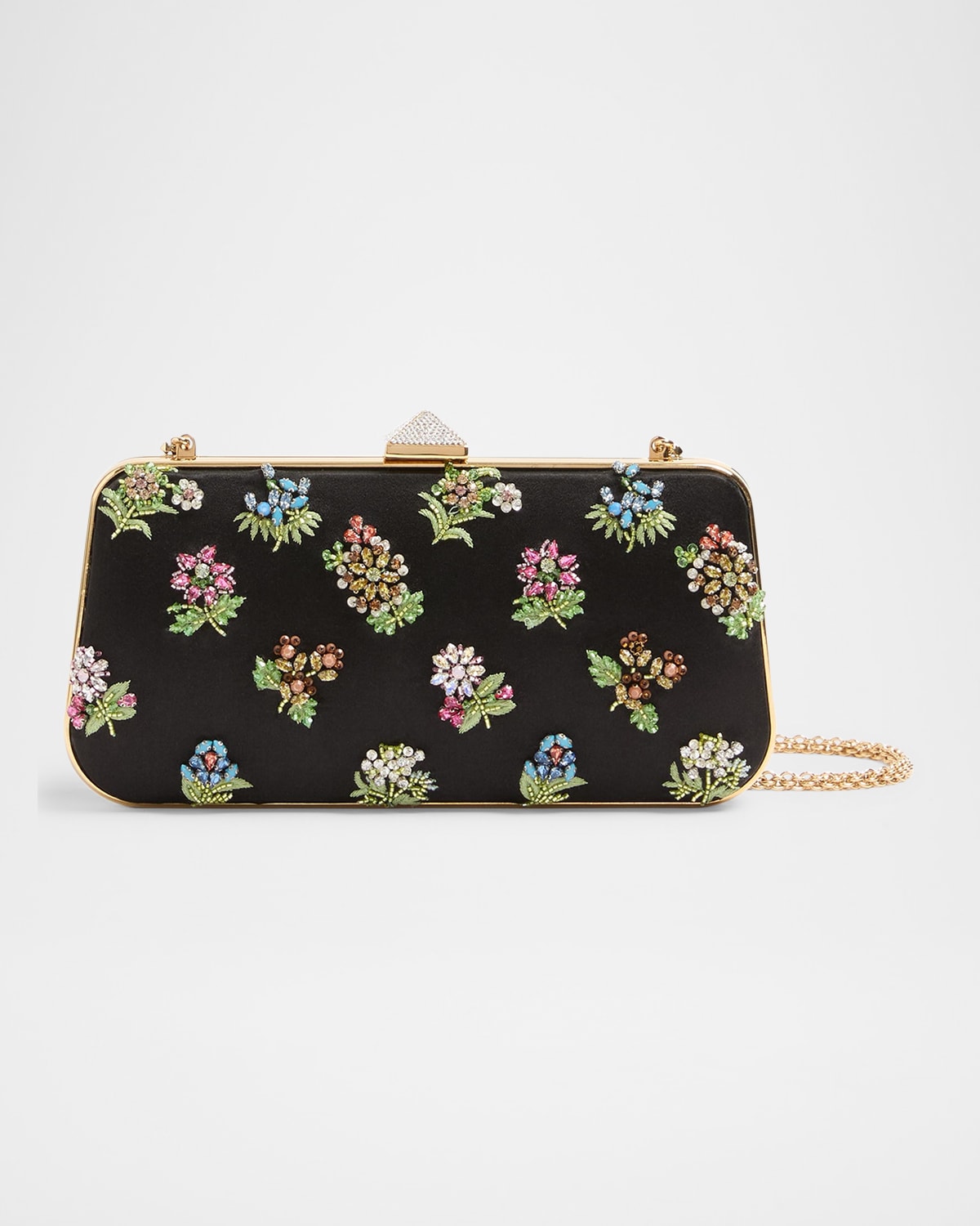 Valentino Carry Secrets Little Flower Satin Minaudiere In Nero Multicolor