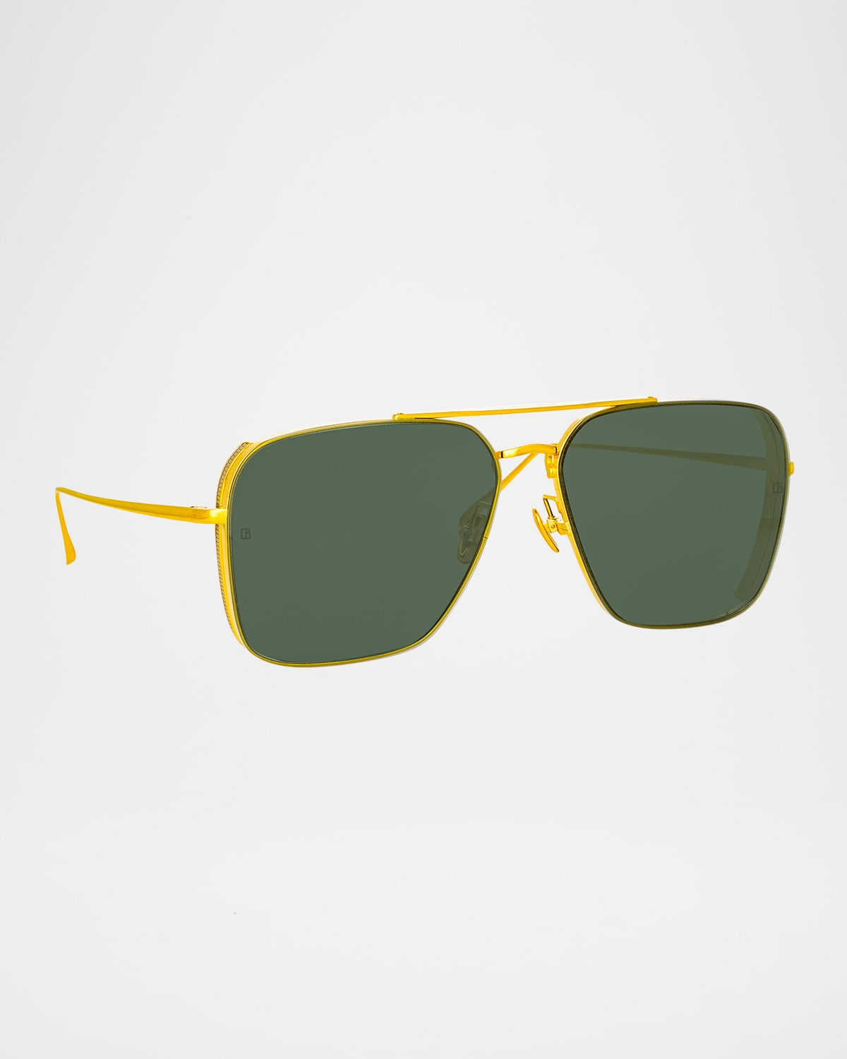 Linda Farrow Asher Square 18k Gold-plated Titanium Aviator Sunglasses In Gold