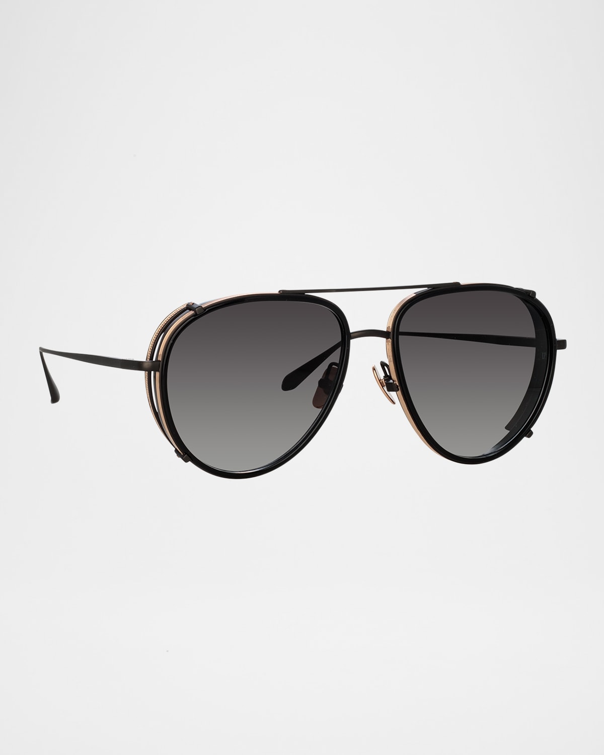 Linda Farrow Dimitri Titanium Aviator Sunglasses In Gunmetal