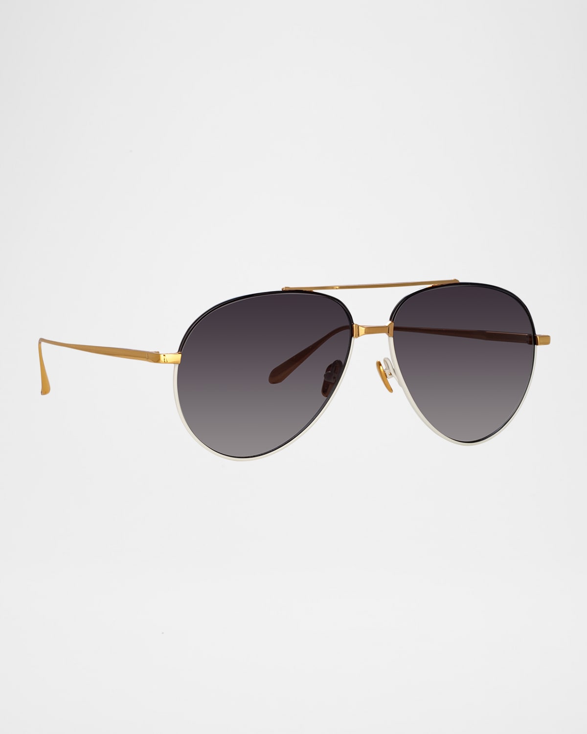 Linda Farrow Marcelo 18k Gold-plated Titanium Aviator Sunglasses In Gold