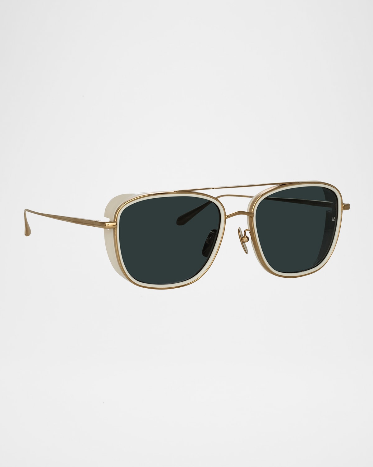 Linda Farrow Jarvis 18k Gold-plated Titanium Aviator Sunglasses In White