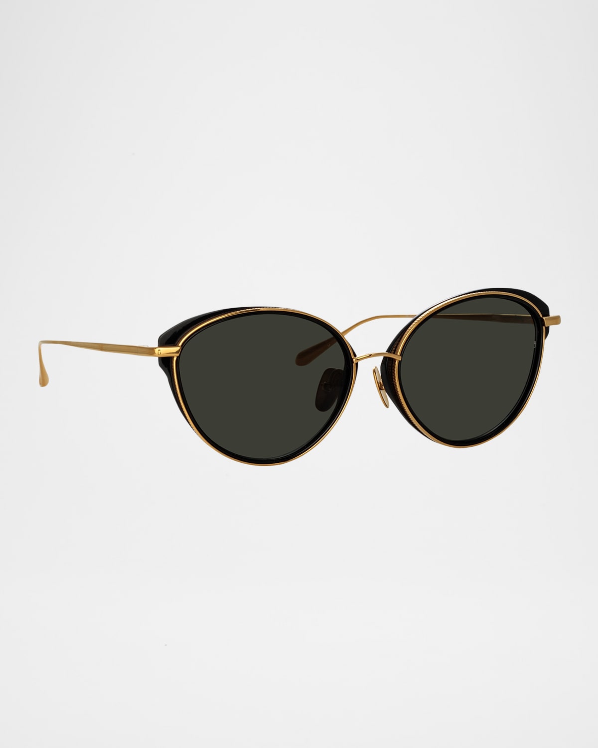 Linda Farrow Song 18k Gold-plated Titanium Cat-eye Sunglasses In Black