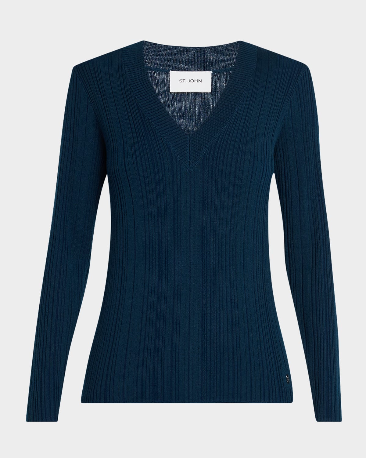 Plaited Rib Knit V-Neck Sweater