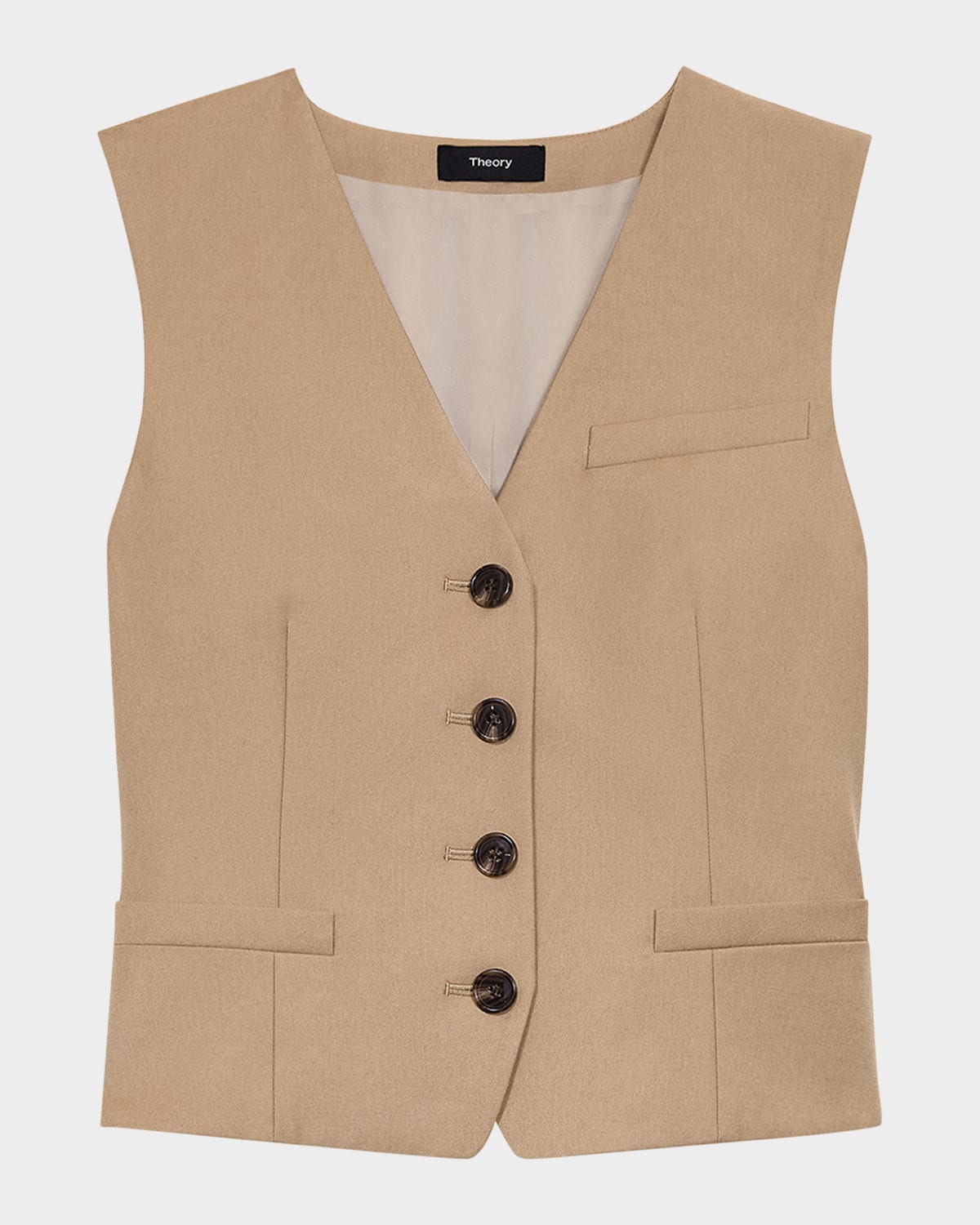 Theory Tailored Vest In New Camel