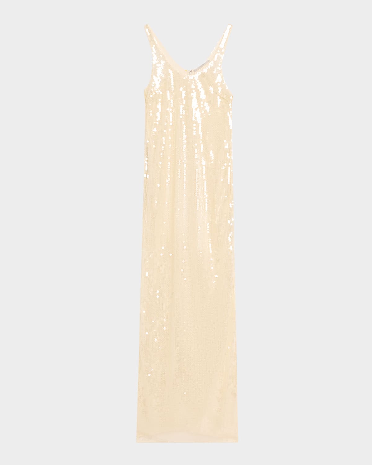 Stella Mccartney Long Sheer Sequined Tank Gown In Cream