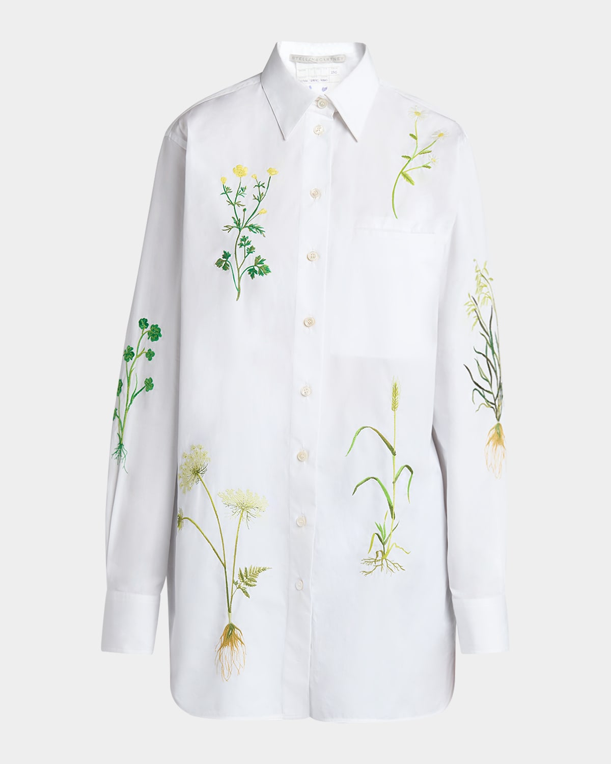 Stella Mccartney Womens Pure White Embroidered Welt-pocket Cotton-poplin Shirt In Pure White