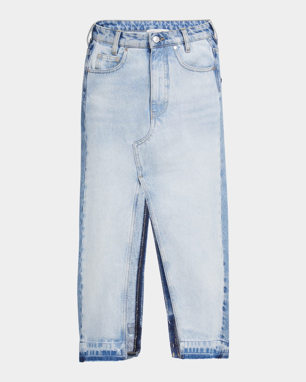 Stella Mccartney Mixed Denim Slit Midi Skirt In Two Tonal