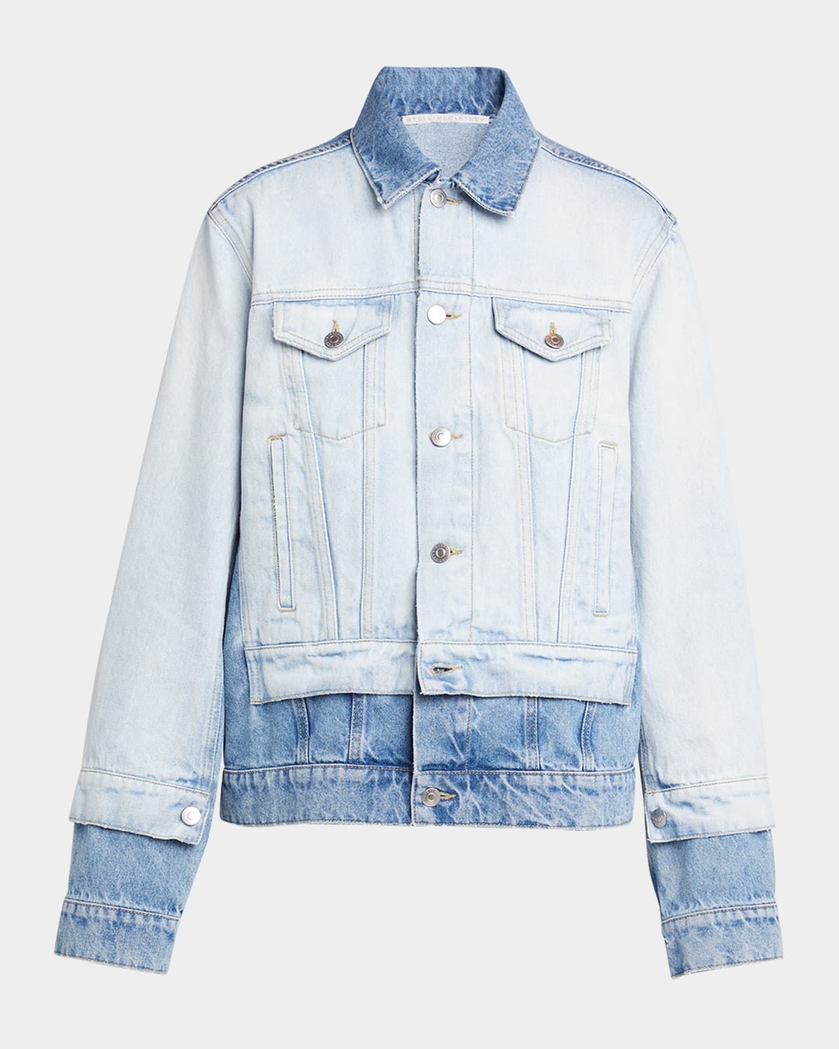 Stella Mccartney Contrast Panel Denim Jacket In Two Tonal