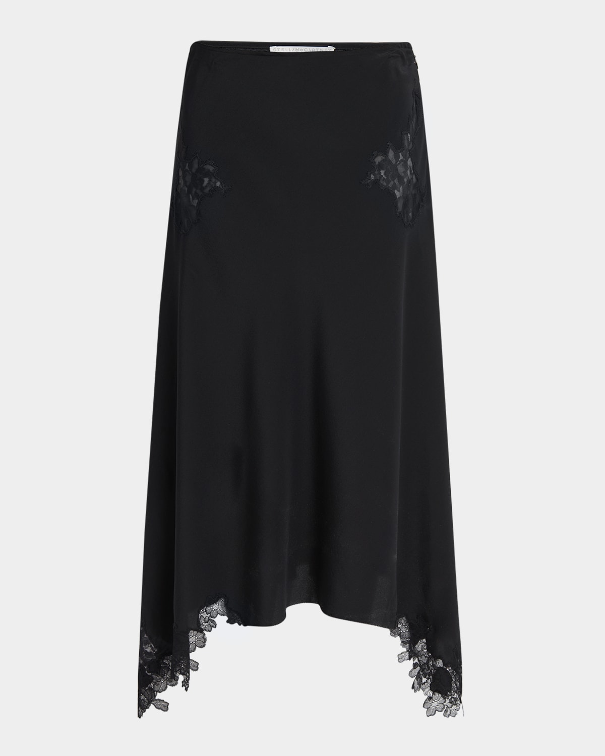 Stella Mccartney Lace Handkerchief Midi Skirt In Black